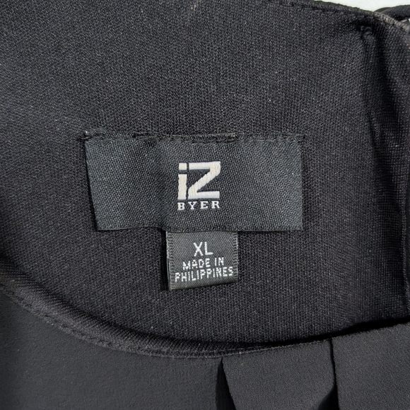 iZ Byer Black & Tan stripe dress with open half sleeves, pleated top, XL - Picture 6 of 8